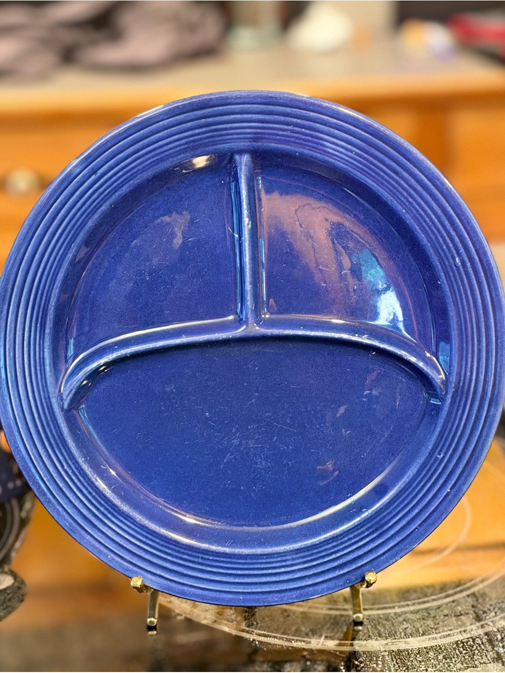 Blue Fiesta “grill plate” divided dinner plate